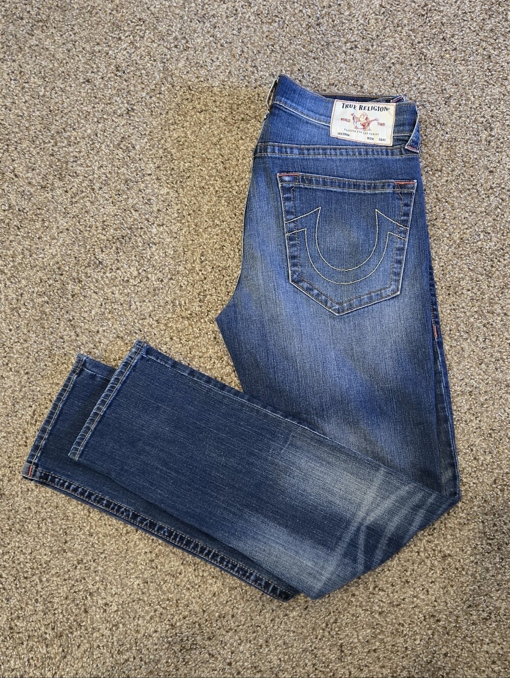 True Religion Geno‎ Jeans Men's Size 34 Relaxed Slim Fit Straight Leg (34×33)